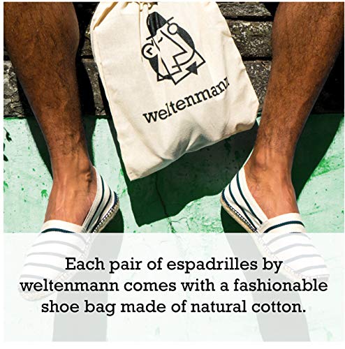 WELTENMANN Alpargatas Slip-on Clásicas para Hombre en Algodón con Bolsa de Algodón, Hippo, 44 | Handmade in Spain