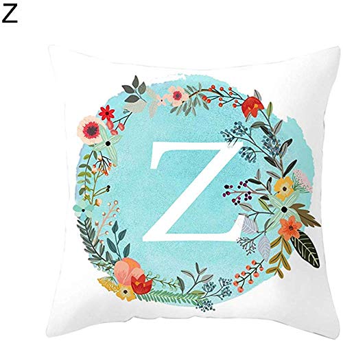 WEURIGEF Funda de Almohada con patrón de Guirnalda del Alfabeto Funda de cojín Home Cafe Decoración de Oficina Z