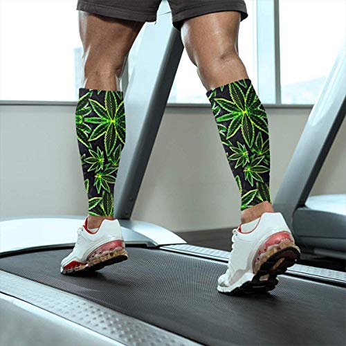 Wfispiy Calce Compression Sleeve Light Weed Calf Shin es compatible con los calcetines de compresión para piernas - Hombres Mujeres