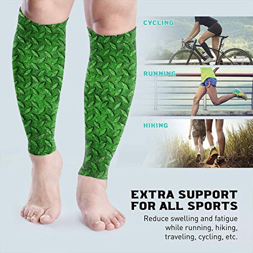 Wfispiy Manga de compresión de pantorrilla Figura de hoja sólida verde Espinilla de pantorrilla Soporta calcetines de compresión de piernas - Hombres Mujeres