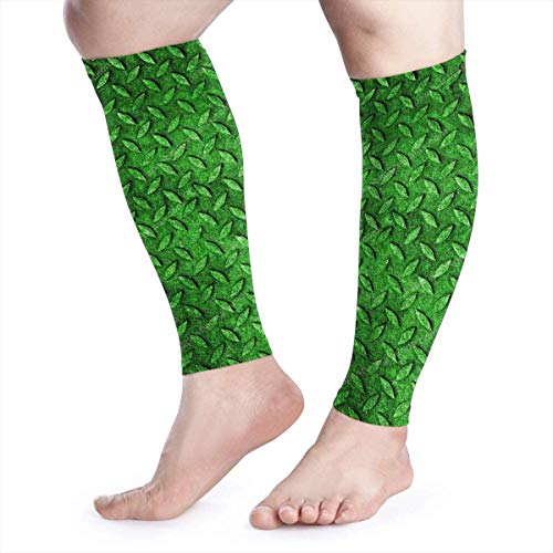 Wfispiy Manga de compresión de pantorrilla Figura de hoja sólida verde Espinilla de pantorrilla Soporta calcetines de compresión de piernas - Hombres Mujeres
