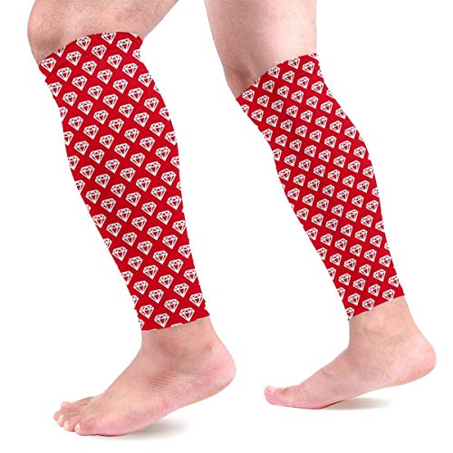 Wfispiy Manga de compresión de pantorrilla Shin de pantorrilla de diamante rojo compatible con calcetines de compresión de piernas - Hombres Mujeres