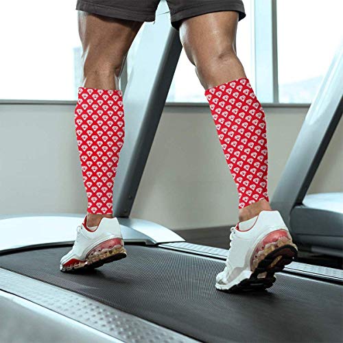 Wfispiy Manga de compresión de pantorrilla Shin de pantorrilla de diamante rojo compatible con calcetines de compresión de piernas - Hombres Mujeres