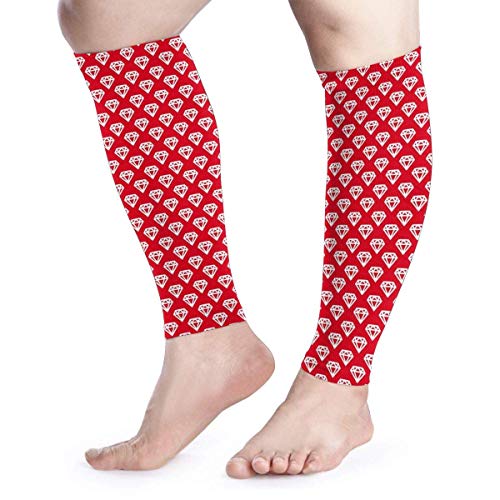Wfispiy Manga de compresión de pantorrilla Shin de pantorrilla de diamante rojo compatible con calcetines de compresión de piernas - Hombres Mujeres