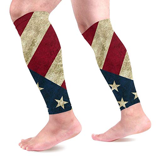 Wfispiy Manga de compresión de pantorrilla Vintage Retro EE. UU. Bandera Shin de pantorrilla americana admite calcetines de compresión de piernas - Hombres Mujeres