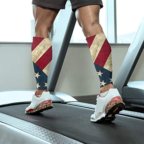Wfispiy Manga de compresión de pantorrilla Vintage Retro EE. UU. Bandera Shin de pantorrilla americana admite calcetines de compresión de piernas - Hombres Mujeres
