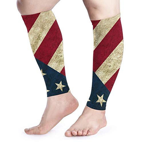 Wfispiy Manga de compresión de pantorrilla Vintage Retro EE. UU. Bandera Shin de pantorrilla americana admite calcetines de compresión de piernas - Hombres Mujeres