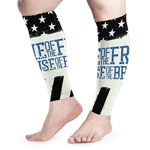 Wfispiy Manga de compresión para pantorrillas Bandera americana Thin Blue Line Us Shin de pantorrilla admite calcetines de compresión para piernas - Hombres Mujeres