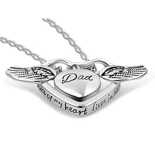 WgYoo Un Pedazo de mi corazón Vive en el Cielo Locket Heart cremación Memorial Cenizas urna Collar de Moda joyería Colgante de Recuerdo-4