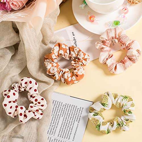 Whaline - Juego de 12 coleteros para el pelo, de gasa, para mujeres y niñas (estilo primaveral y verano)