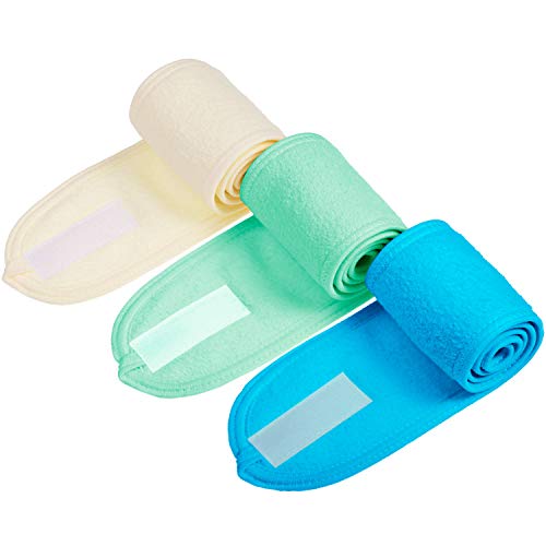 WhalineDiadema facial para spa Whaline para maquillaje con cabeza de rizo y toalla ajustable, 3 piezas, ,  Talla única,  Azul, verde, amarillo,, ]