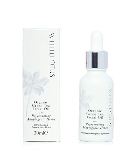 White Lotus Anti Aging: Antiarrugas Facial No Graso Orgánico Pieles Sensibles con Aceite de Té Verde y Vitamina C - Hidratante Reafirmante Antiedad Antirojeces Antiacné - Mujer y Hombre - 30ml