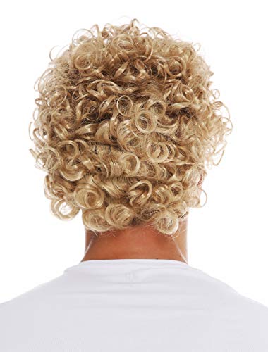 WIG ME UP- 2191-ZA82A Peluca Bigote Carnaval Halloween Hombres Pelo Rizado Rubio los años 70