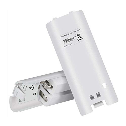 Wii Bateria Mando, OSAN 2pcs Capacidad 2800mAh Batería Recargable para Nintendo Wii Control Remoto Blanca
