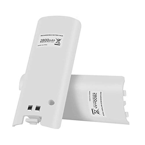 Wii Bateria Mando, OSAN 2pcs Capacidad 2800mAh Batería Recargable para Nintendo Wii Control Remoto Blanca