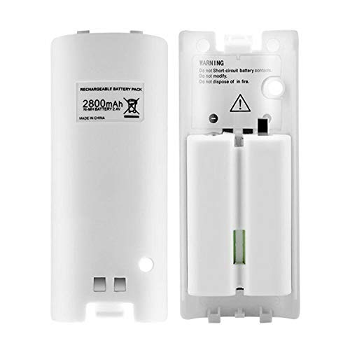 Wii Bateria Mando, OSAN 2pcs Capacidad 2800mAh Batería Recargable para Nintendo Wii Control Remoto Blanca