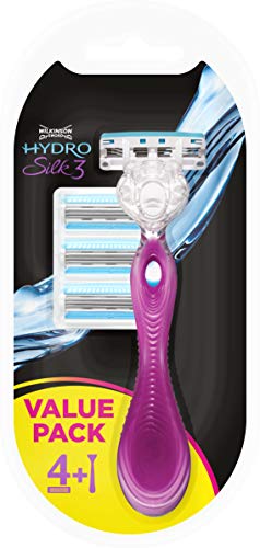 Wilkinson Sword Hydro Silk 3 Hybrid - Pack con Maquinilla de Depilar Femenina de 3 Hojas + 3 Cuchillas de Recambio, Rasuradora de Mujer