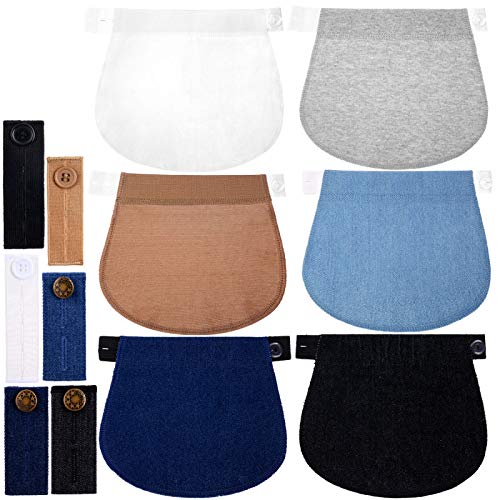 WILLBOND 12 Paquetes de Extensor de Pantalón de Maternidad Ajustable Extensor de Pretina de Embarazada Extensores de Cintura Extensores de Botón de Pantalón Elástico de Embarazo para Embarazadas