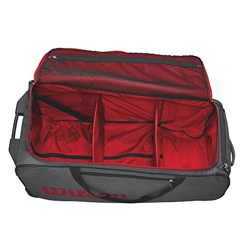 Wilson Wheeled Coaches Duffel Bolsa de viaje, óptimo para viajar, con 2 ruedas, unisex, gris/rojo
