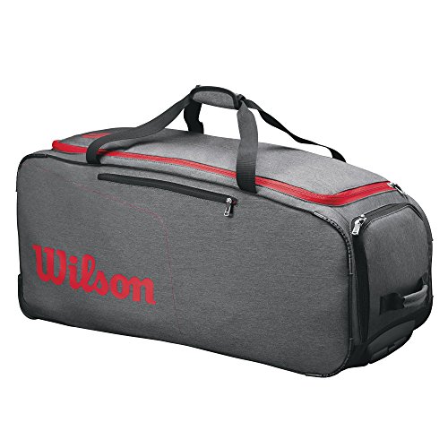 Wilson Wheeled Coaches Duffel Bolsa de viaje, óptimo para viajar, con 2 ruedas, unisex, gris/rojo