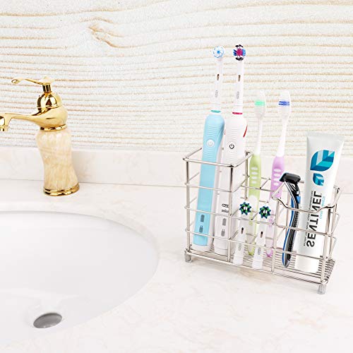 Wimaha Portacepillos de dientes Multifuncional Diente eléctricoBrush Holder Pasta de dientes Maquinilla de afeitar y RV Titular para baño Robusto Higiénico y Cocina Acero inoxidable Holder - Astilla