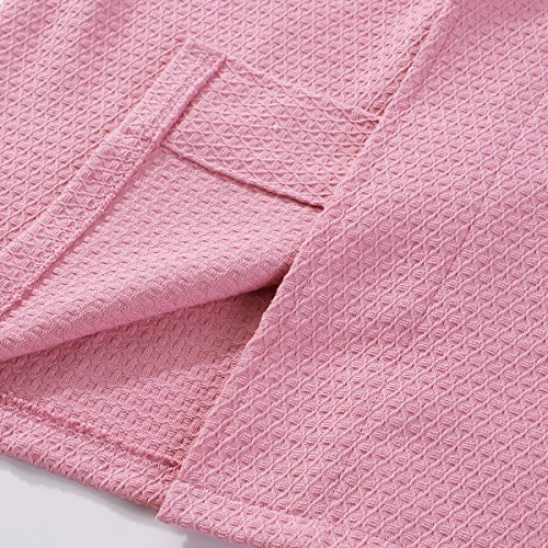 WJXBoos Gofre Bata De Baño, Unisex Algodón Largo Albornoz Kimono Ropa De Dormir Hotel Bata-Rosado S