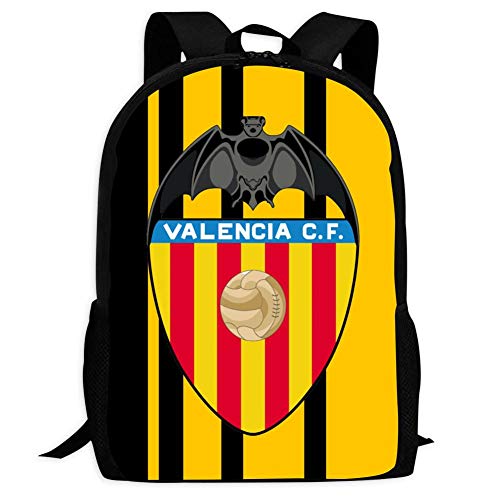WLERA Valencia Club de Futbol Logo Cute Mochila Escolar Bolsa Libro para niños niñas Negro Negro Talla única
