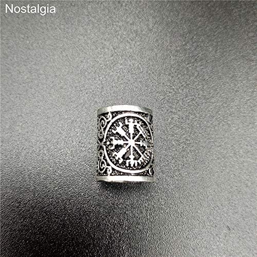 WLXW Nordic Viking Rune Abalorios, Vintage Silver Body Care, Hombres Y Mujeres Barba Accesorios de Cabello, Casero DIY Pulsera Collar Joyería, Runa Copo de Nieve,05PCS