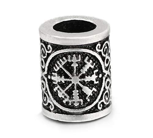 WLXW Nordic Viking Rune Abalorios, Vintage Silver Body Care, Hombres Y Mujeres Barba Accesorios de Cabello, Casero DIY Pulsera Collar Joyería, Runa Copo de Nieve,05PCS