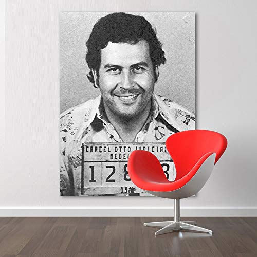 wojinbao Pintura sobre lienzoArte de la Lona Cuadros de Pared para Sala de Estar Clásico Decorativo Pablo Escobar Mugng Decoración para el hogar Impreso