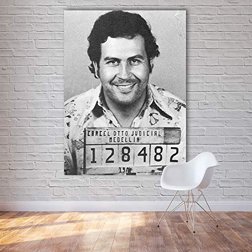 wojinbao Pintura sobre lienzoArte de la Lona Cuadros de Pared para Sala de Estar Clásico Decorativo Pablo Escobar Mugng Decoración para el hogar Impreso