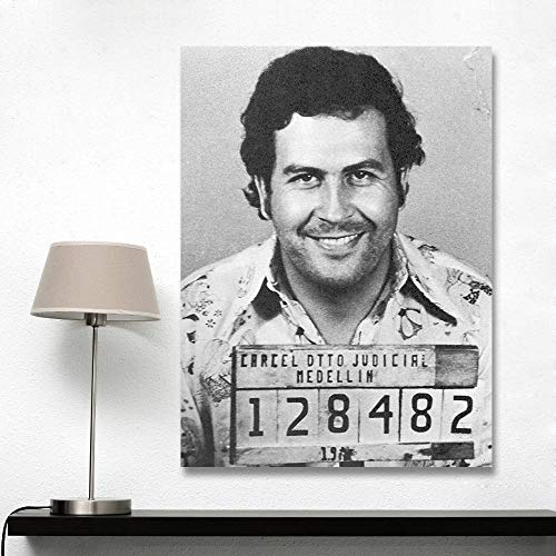 wojinbao Pintura sobre lienzoArte de la Lona Cuadros de Pared para Sala de Estar Clásico Decorativo Pablo Escobar Mugng Decoración para el hogar Impreso