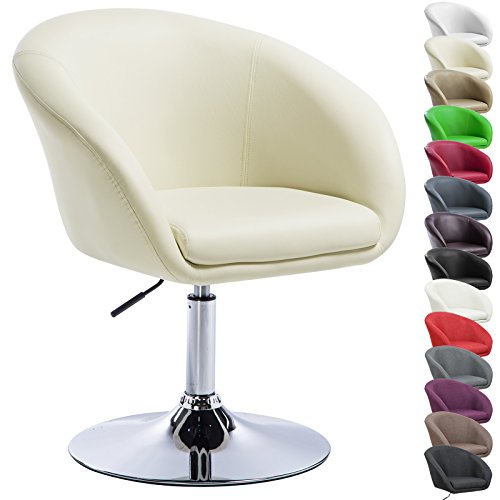 WOLTU 1x Taburete de Bar Altura Ajustable Acero Cromado, Cuero Sintético Taburete bajo Sillas Bar Taburete Peluquería Silla de Escritorio Crema BH24cm-1