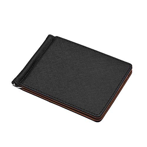 Womeet Cartera de Cuero Plateada para Hombre, billeteras Delgadas, portatarjetas de identificación Negra CRojoit,Cartera Embrague Cuero PU Cartera,Tarjetero para Tarjeta,Cartera Pequeña Billetera