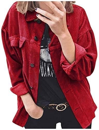 Women's Autumn and Winter Solid Button Long-Sleeved Clothes Sweater Coat,Red,Small