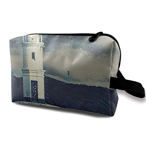 Women's Lighthouse Warm Heart Painting Travel Hanging Toiletry Bag Portable Travel Kit Shaving Bathroom Storage Bag Waterproof Cosmetic Organize