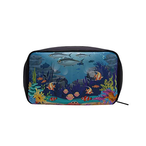 Wonder Woman Overnight Bag Cartoon Natural Sea Creature Fish Fish Bolsa de maquillaje para viajes Bolsa de aseo lavable Bolsa de viaje para mujeres Bolsas de cosméticos Estuche multifunción Bolsa de
