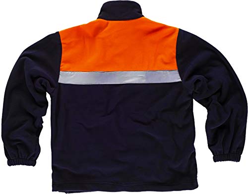 Work Team Forro Polar Bicolor con Cremallera y Cintas Reflectantes. Hombre Marino+Naranja A.V. S