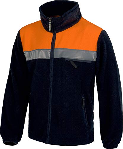 Work Team Forro Polar Bicolor con Cremallera y Cintas Reflectantes. Hombre Marino+Naranja A.V. S