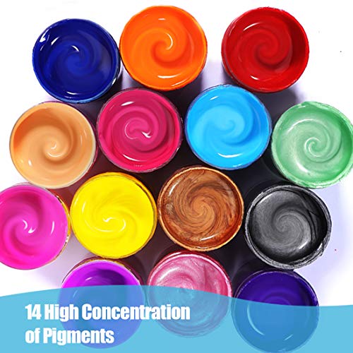 WOSTOO Pintura Acrílica,Pinturas Acrílicas de Colores 21 Set 14 x 20 ml Kit de Prima Pinturas Acrílicas,Equipado con 7 Pinceles,No tóxico Pintura Acrilica Manualidades para Lienzos,Papel,Roca,Madera