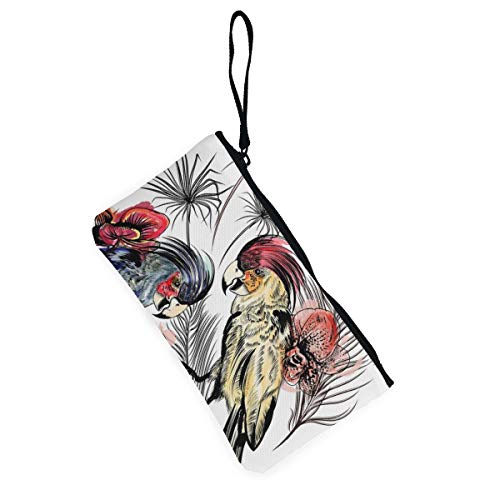 Wrution - Monedero de Lona con diseño de Hojas de Palmera con zíper, tamaño pequeño, portátil, Gran Capacidad