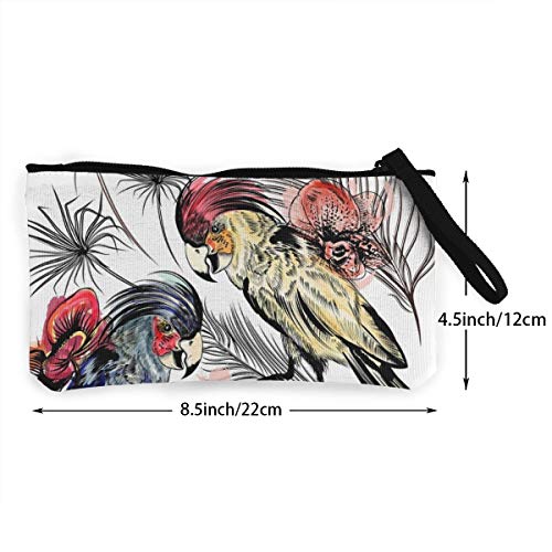 Wrution - Monedero de Lona con diseño de Hojas de Palmera con zíper, tamaño pequeño, portátil, Gran Capacidad