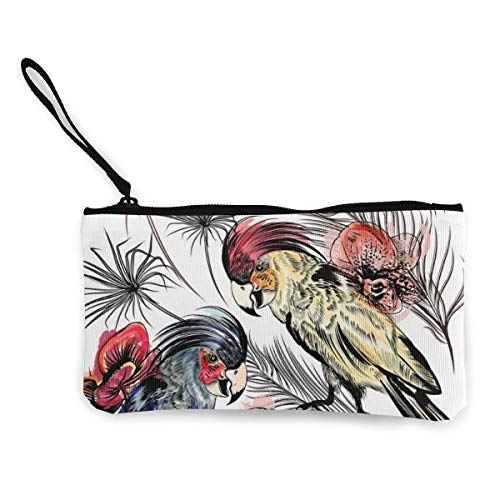 Wrution - Monedero de Lona con diseño de Hojas de Palmera con zíper, tamaño pequeño, portátil, Gran Capacidad