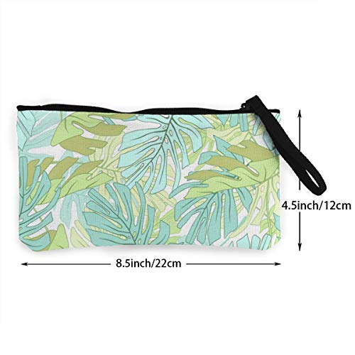 Wrution - Monedero de Tela, diseño de Hojas de Palmera Tropicales, tamaño pequeño, portátil, Gran Capacidad
