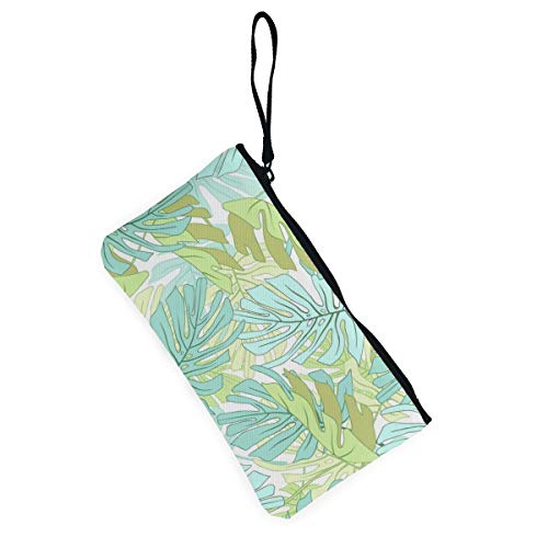 Wrution - Monedero de Tela, diseño de Hojas de Palmera Tropicales, tamaño pequeño, portátil, Gran Capacidad