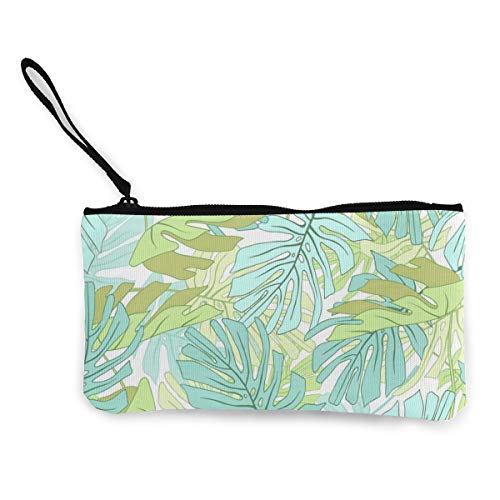 Wrution - Monedero de Tela, diseño de Hojas de Palmera Tropicales, tamaño pequeño, portátil, Gran Capacidad