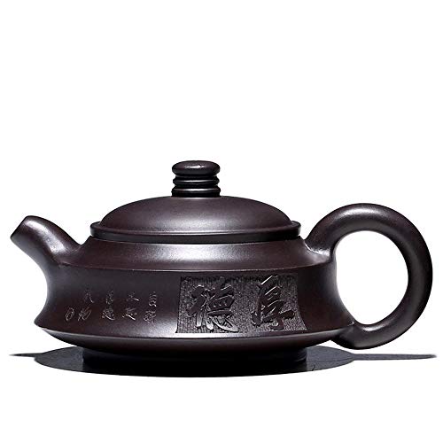 Wsliqrti Teiera in argilla, servizio da tè, tè Kung Fu, Sabbia Viola fatta a Mano Yixing, Regalo portatile orientale, Stile retrò-Rosso
