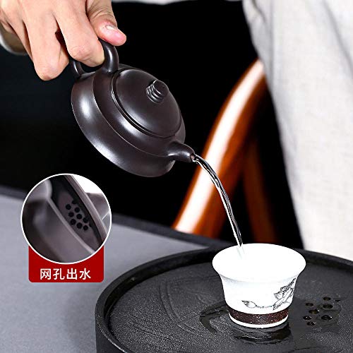 Wsliqrti Teiera in argilla, servizio da tè, tè Kung Fu, Sabbia Viola fatta a Mano Yixing, Regalo portatile orientale, Stile retrò-Rosso