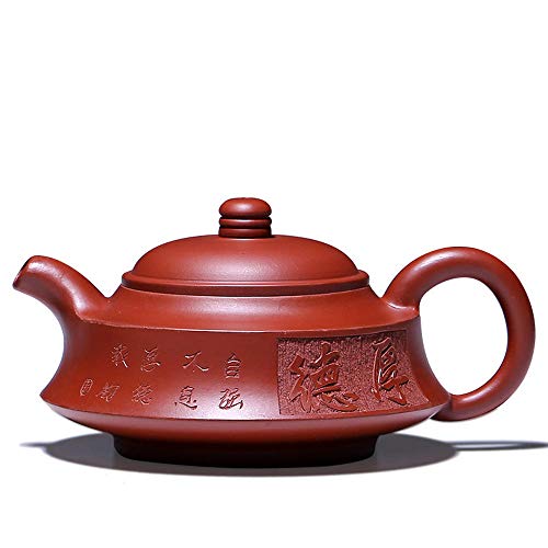 Wsliqrti Teiera in argilla, servizio da tè, tè Kung Fu, Sabbia Viola fatta a Mano Yixing, Regalo portatile orientale, Stile retrò-Rosso