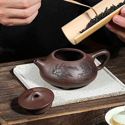 Wsliqrti Teiera in argilla, servizio da tè, tè Kung Fu, Sabbia Viola fatta a Mano Yixing, Regalo portatile orientale, tè domestico-Marrone